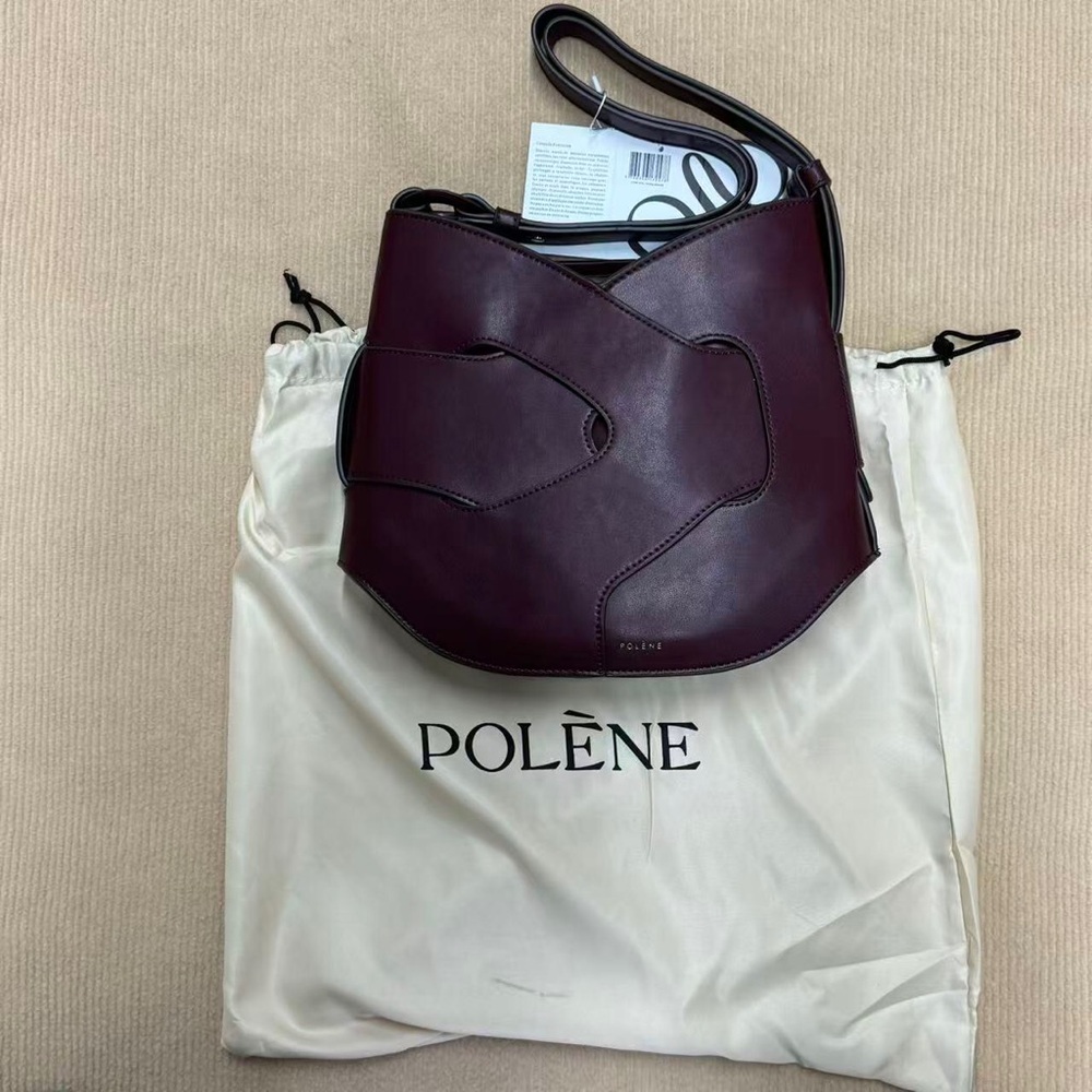 Polene Burgundy Crossbody Leather Bag